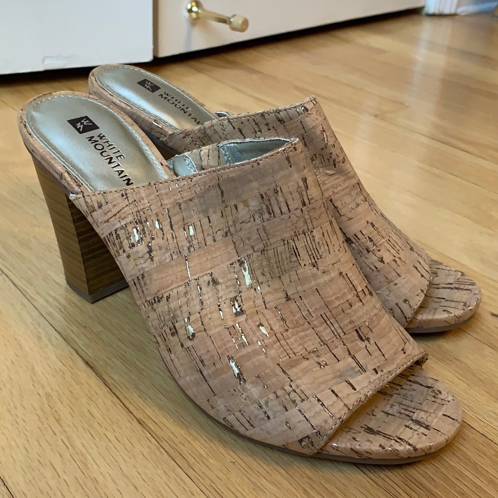 White Mountain Cork Slip On Heels US Size 9.5
